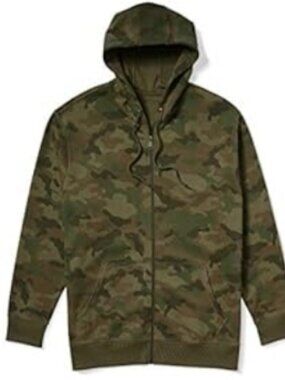 Men's Full-Zip Fleece Camo Hoodie Sweatshirt XL